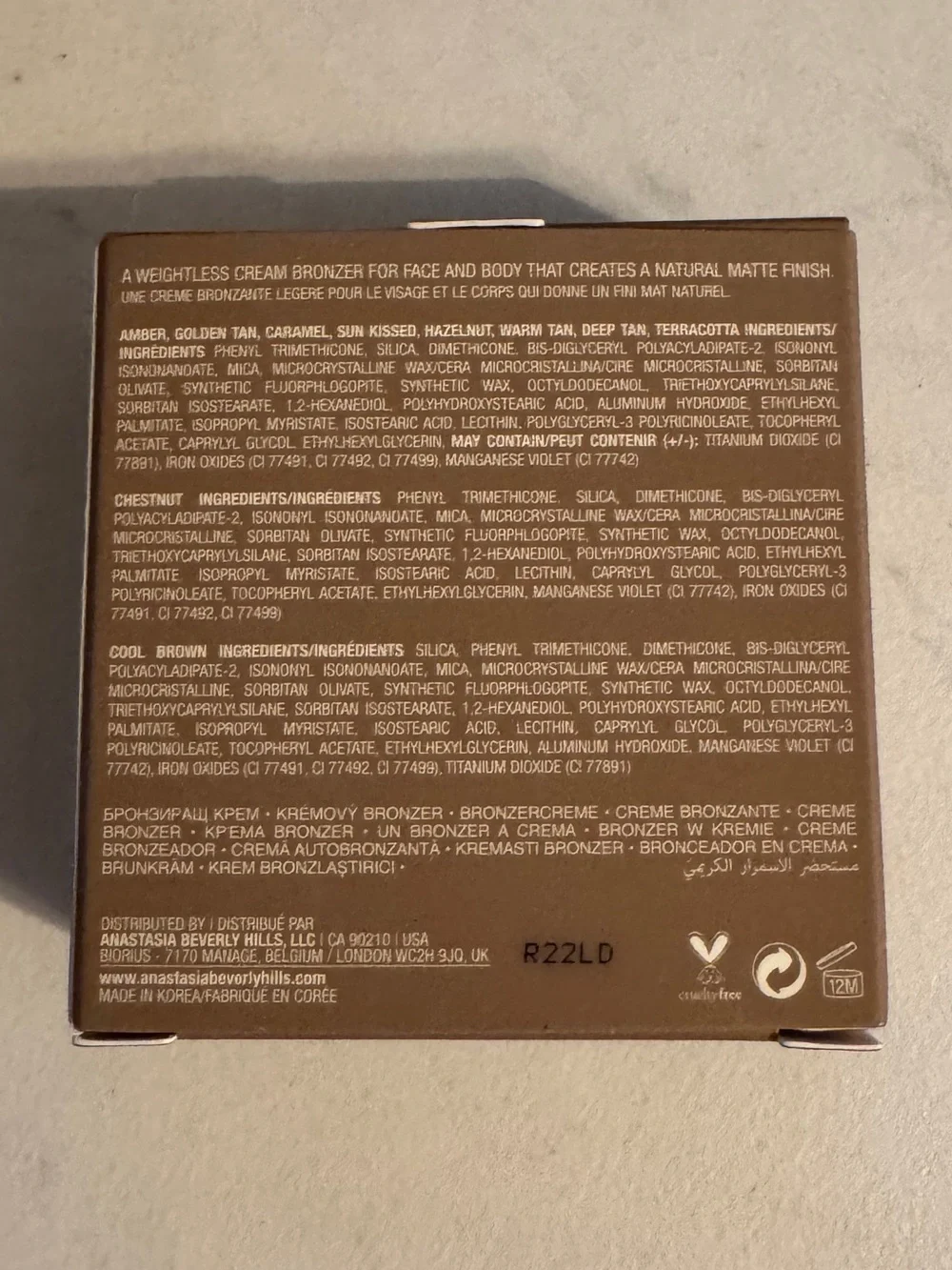 ANASTASIA BEVERLY HILLS MATTE CONTOUR AND SCULPT CREAM BRONZER;—AMBER